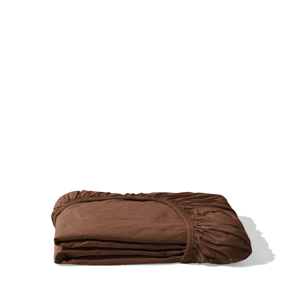Drap-housse en percale de coton - Marron Cargo