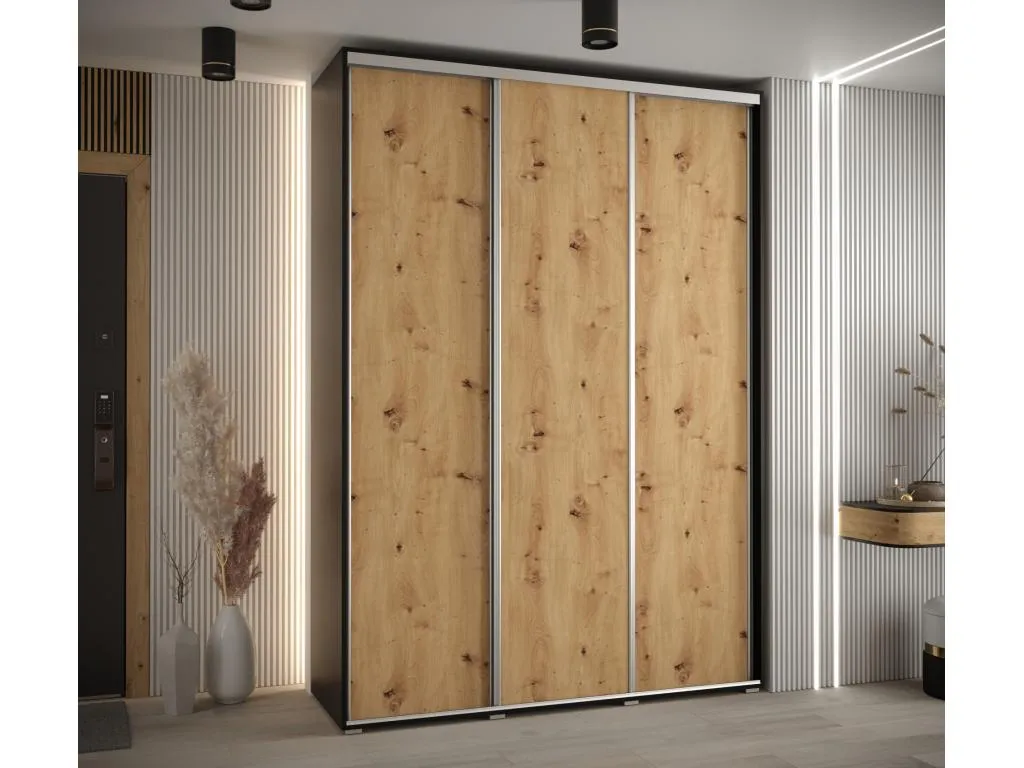 ARMARIO Hogarsens 1 DE PUERTAS CORREDERAS 235.2/180/45 3 puertas (Negro/Artisan/Plata)