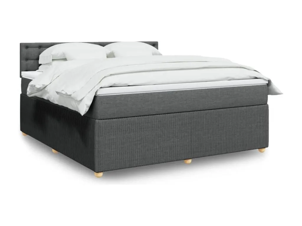 Cama box spring con colchón tela gris oscuro 180x200 cm bgp3521066