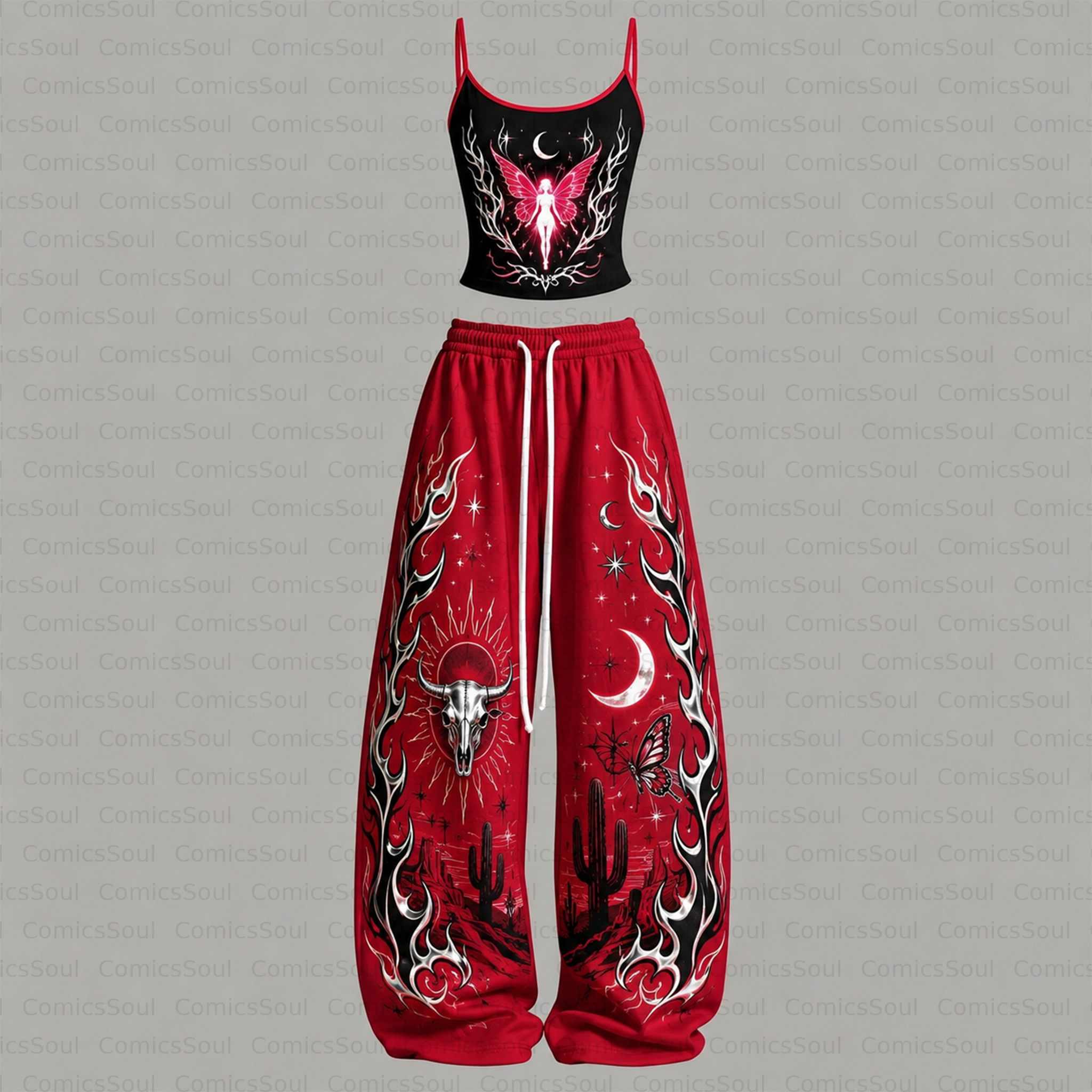 Woman Top & Elasticated Trousers Two-Piece Set