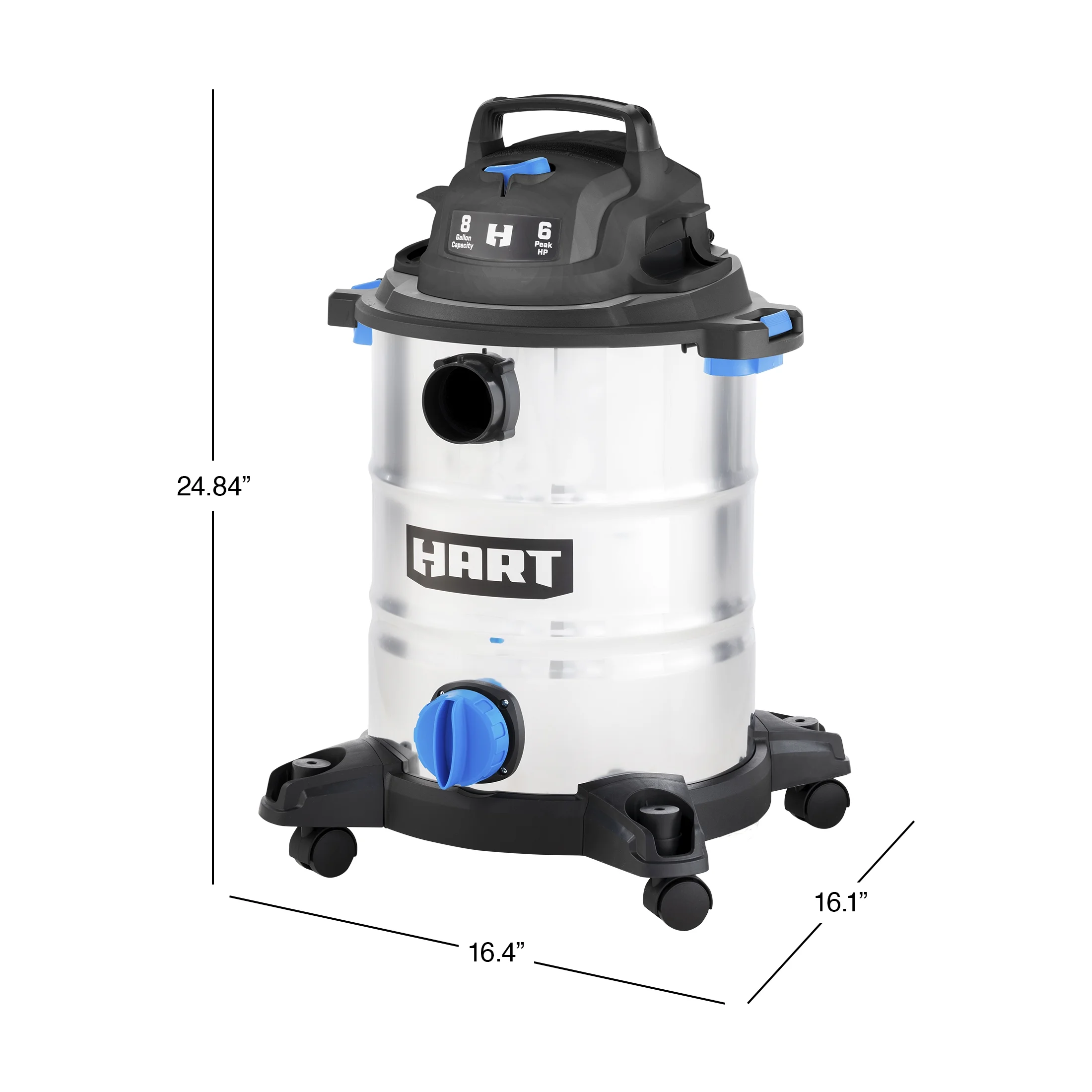 HART 8 Gallon 6 Peak HP Stainless Steel Wet/Dry Vacuum, VOC812SF 3703 - Image 2