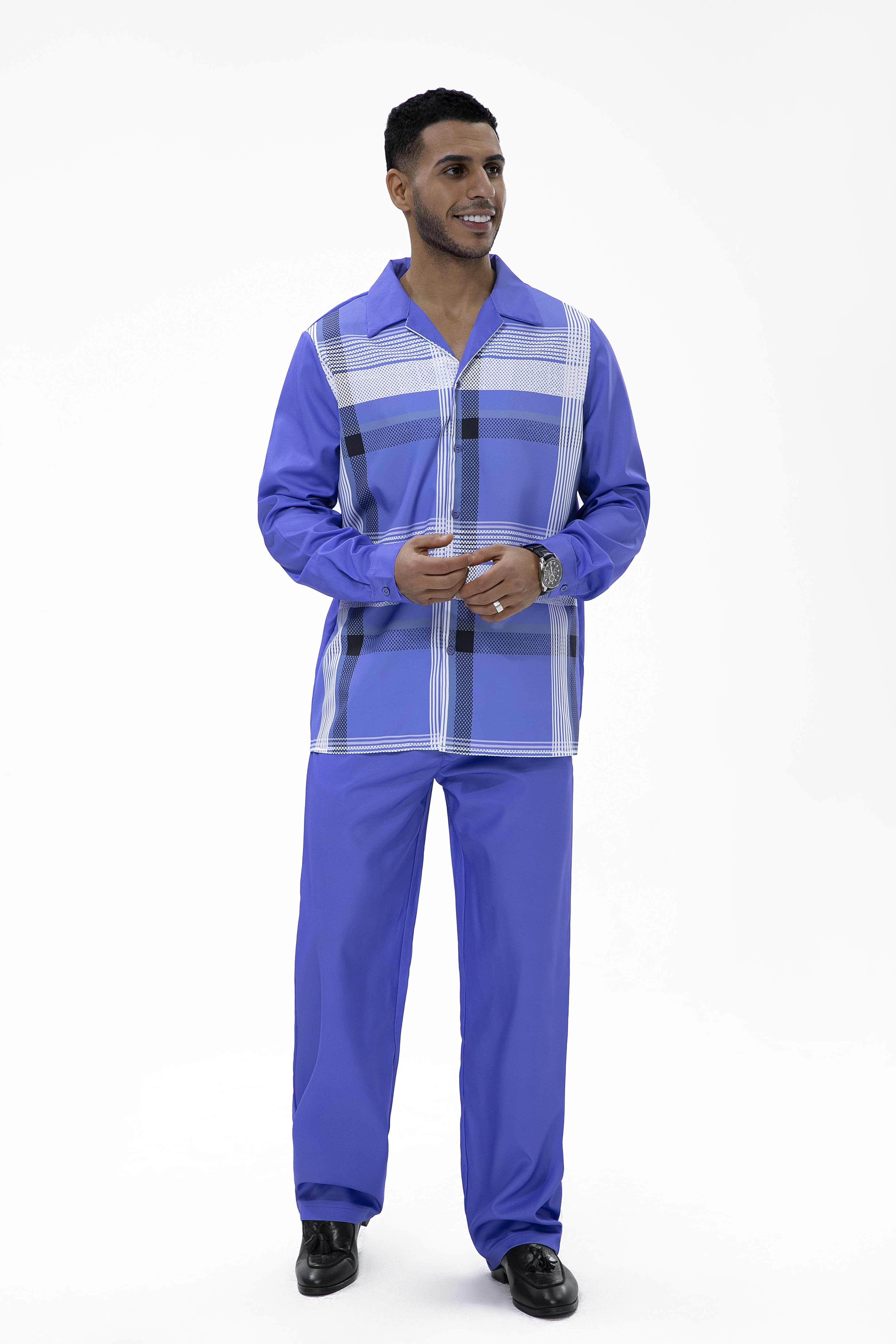 Suitmens Purple Long Sleeve Trouser Line Two-Piece Walking Suit