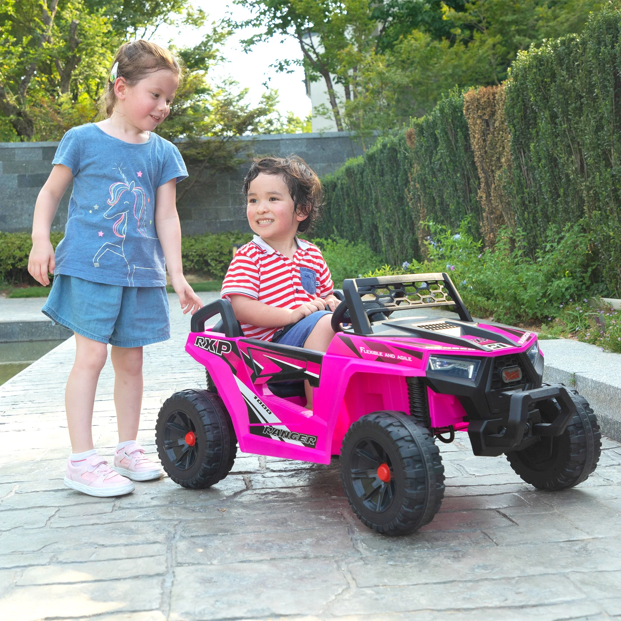 TOBBI 12V Kids Electric off-Road UTV Truck Car Battery Powered Ride on Toys for Girls with LED Headlights, Music, Horn - Image 14