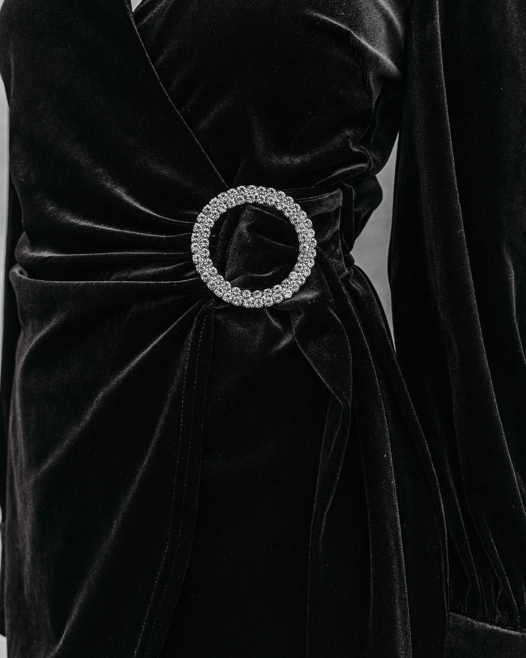 Million Dollar Baby Velvet Embellished Buckle Mini Dress - Black - Se7enfashion