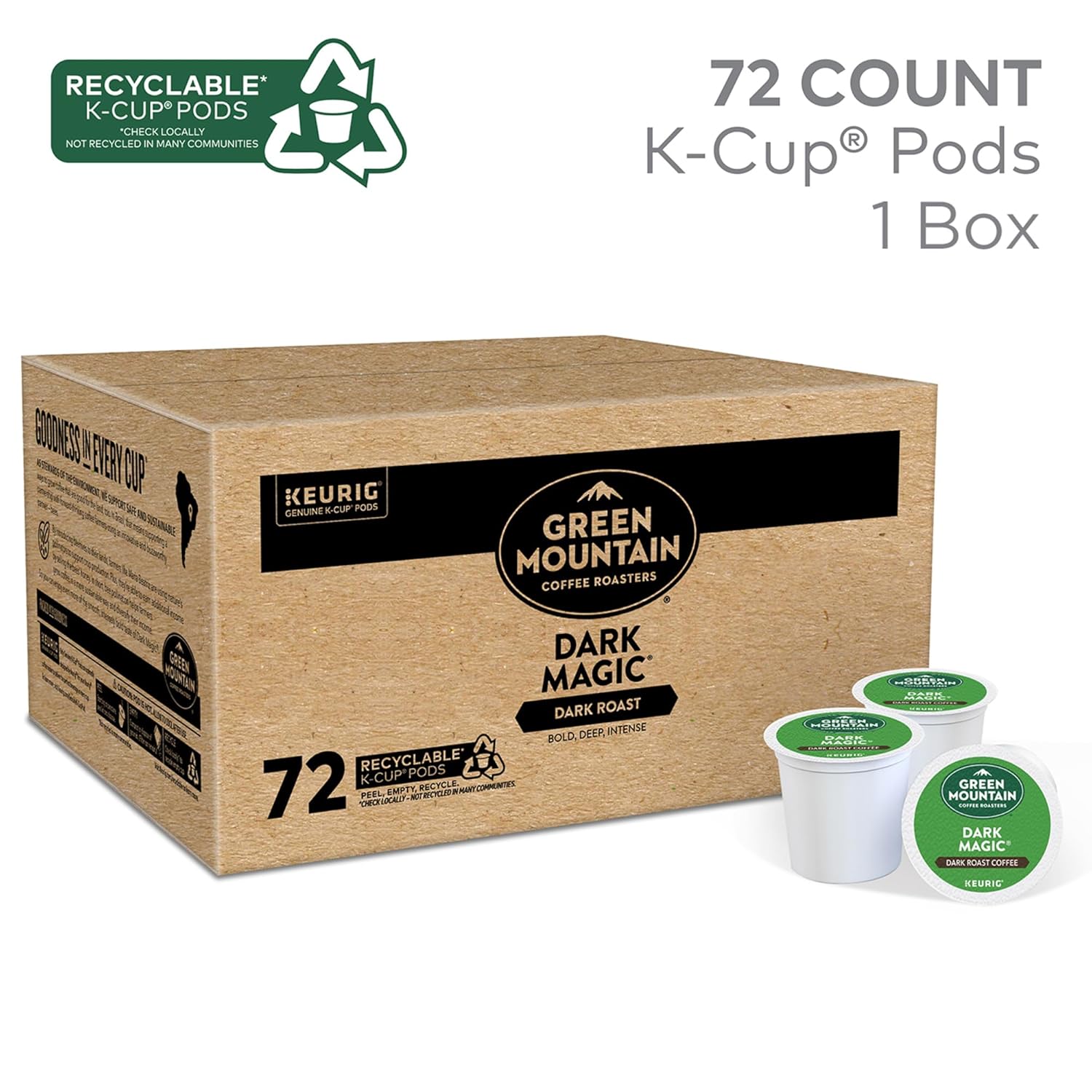 Green Mountain Coffee Roasters Dark Magic Keurig Single-Serve K-Cup Pods. Dark Roast Coffee. 72 Count