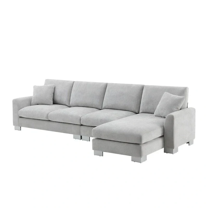 Spacious L-Shaped Chenille Sectional Sofa with Chaise Lounge for Living Room, Apartment, or Office