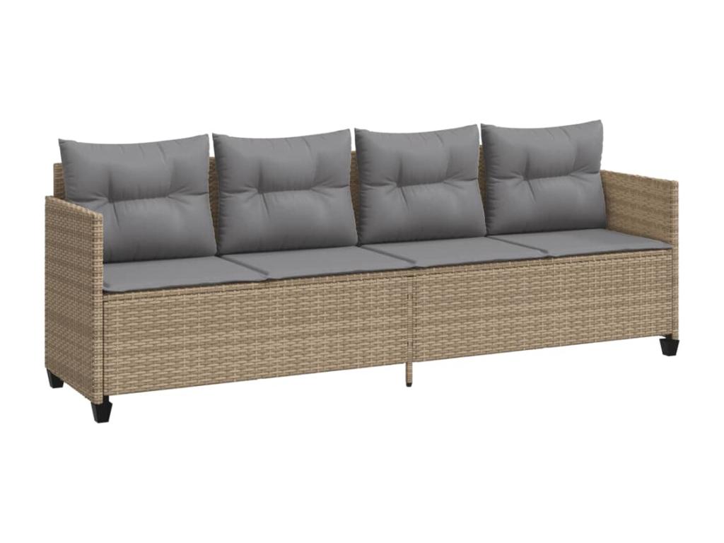 Sillón con cojines de resina tejida beige