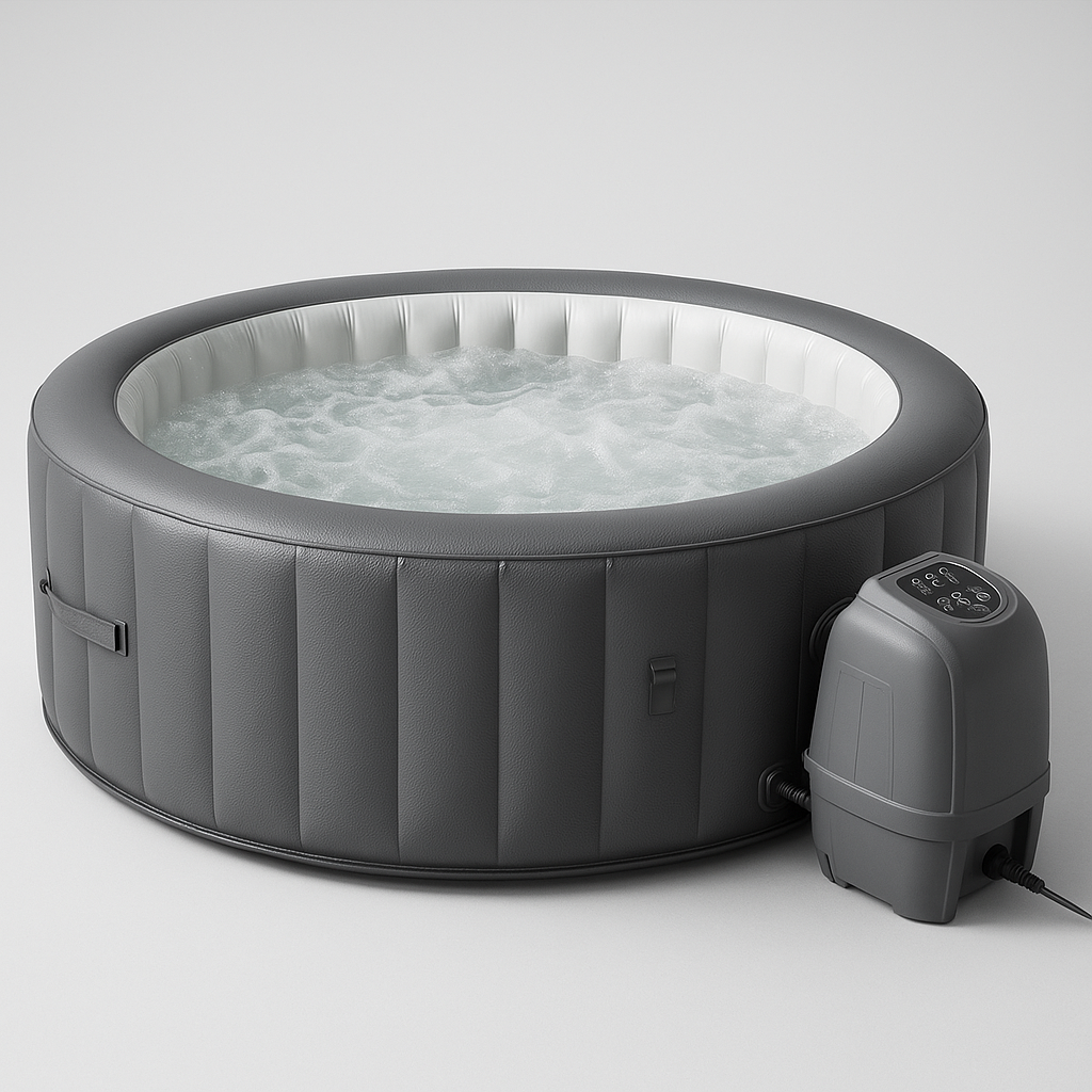 Spa hinchable redondo gris PVC exterior jardín 204cm