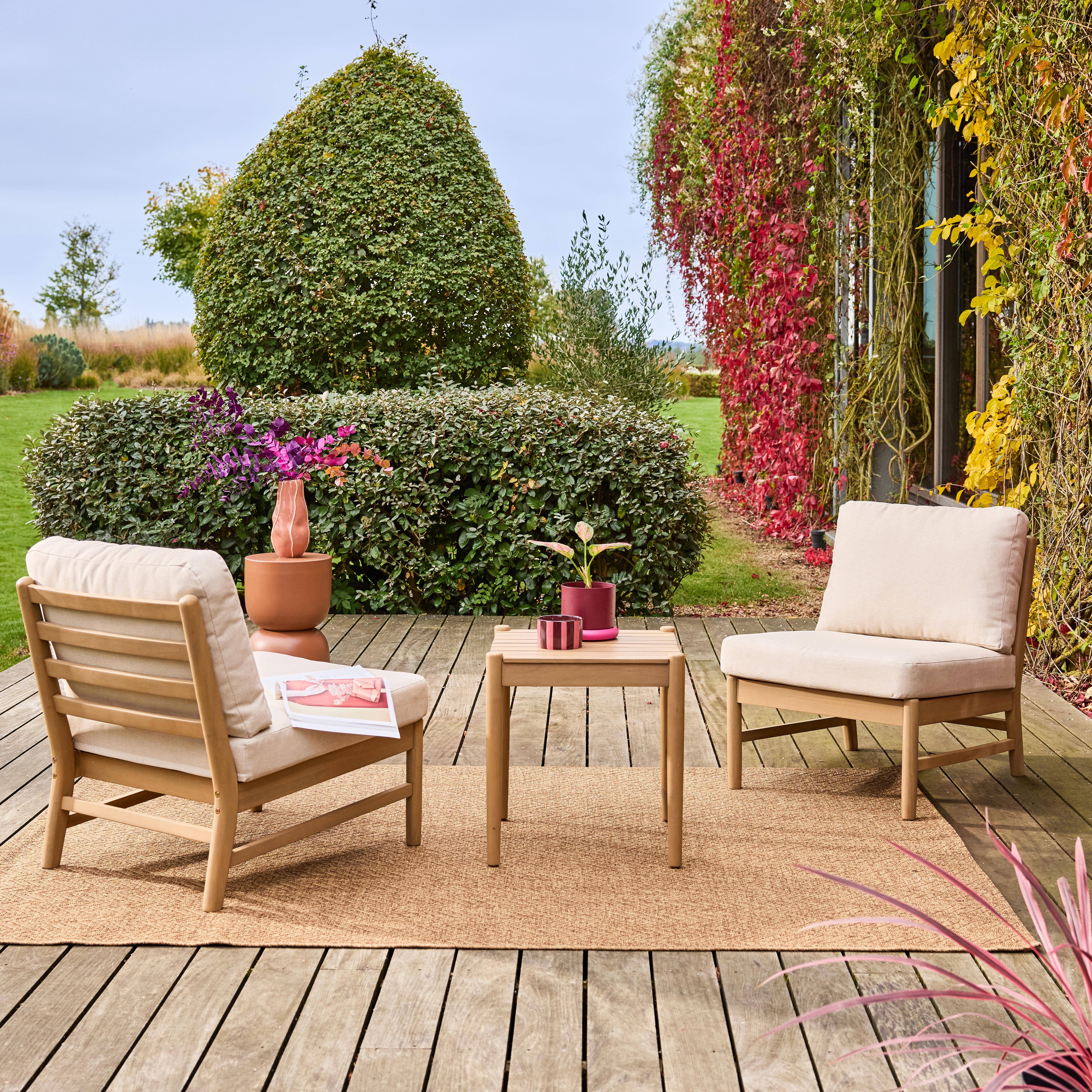 Lunari - Conjunto de muebles de jardín de madera de acacia, 2 plazas