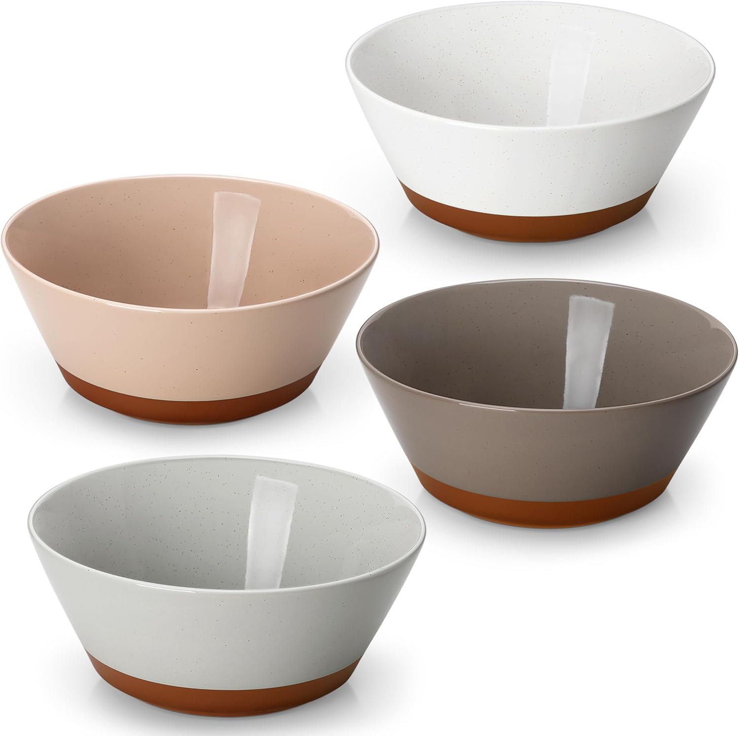 MALACASA Salad Bowls Set of 4, Soup Bowls for Kitchen, 60oz Large Ceramic Bowl for Ramen, Cereal, Fruit, Pho and Pasta, Microwave & Dishwasher Safe, Speckled Deep Bowls, Grey & Brown