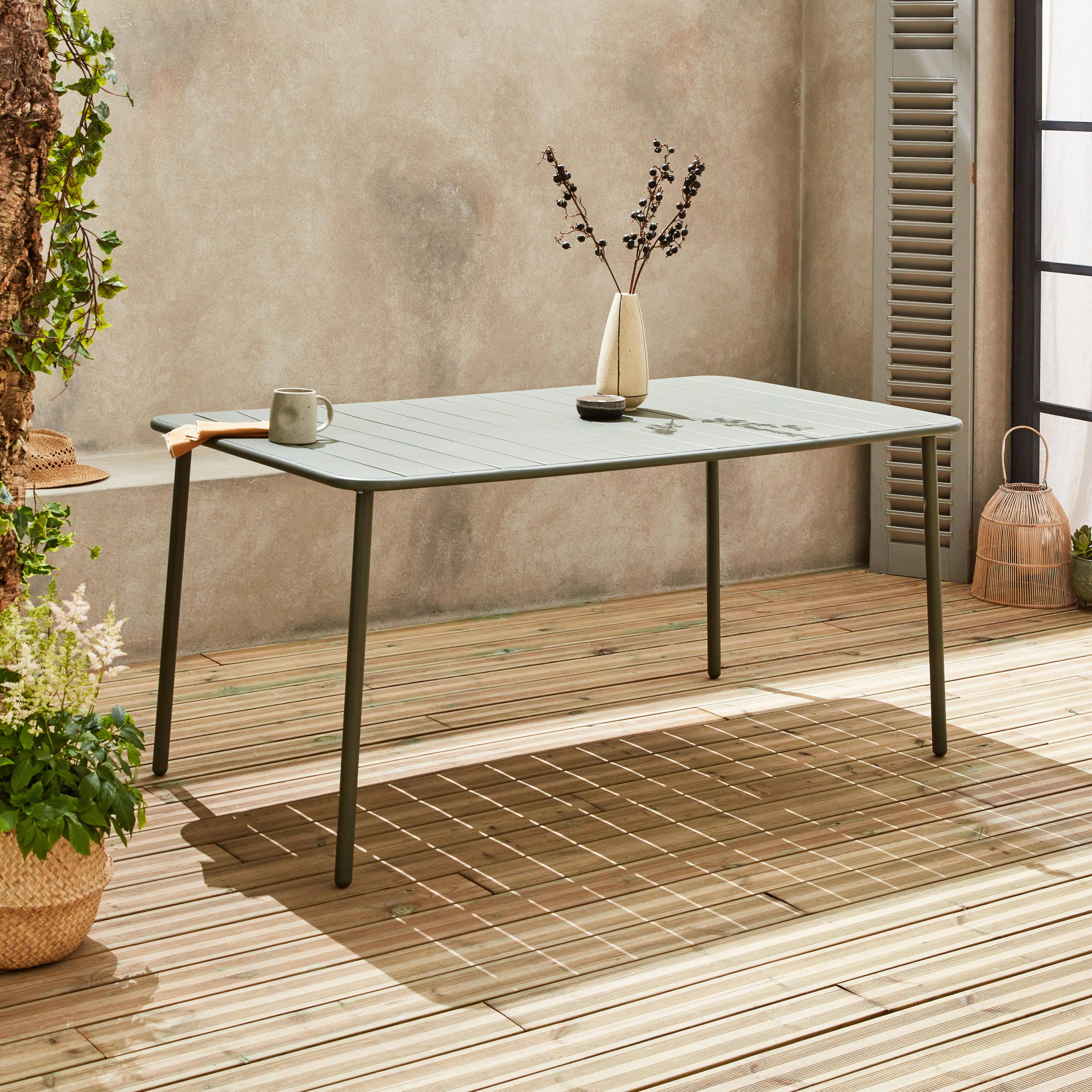 Amelia - Mesa de jardín bistró de acero, 6-8 plazas, 160cm