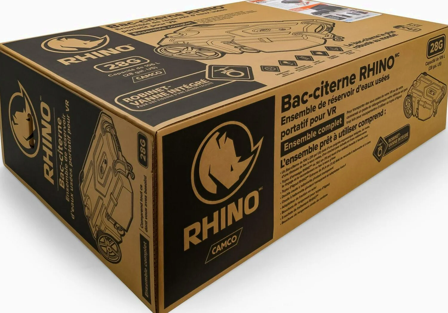 Camco Rhino Heavy Duty 28 Gallon Portable RV Waste Holding Tank With Hose And Accessories, Gray - 39004 - Image 4 Camco Rhino Heavy Duty 28 Gallon Portable RV Waste Holding Tank With Hose And Accessories, Gray - 39004 - Image 4
