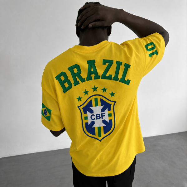 Athletic Cross Shield Badge Football Jersey Printed Unisex Oversized T-shirt