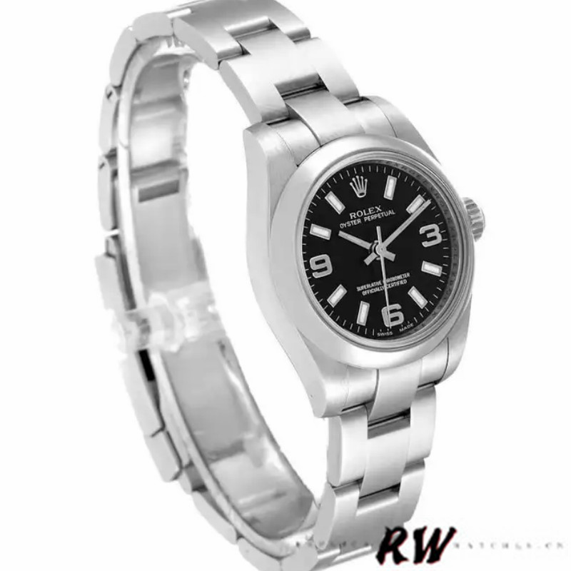 Rolex Oyster Perpetual 176200 Black Dial Stainless Steel 26MM Lady Replica Watch