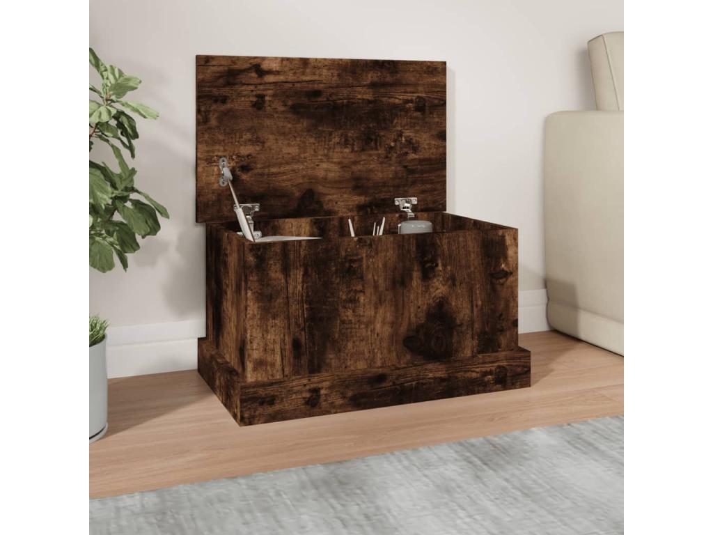 Baúl almacenaje madera contrachapada roble ahumado 50x30x28 cm