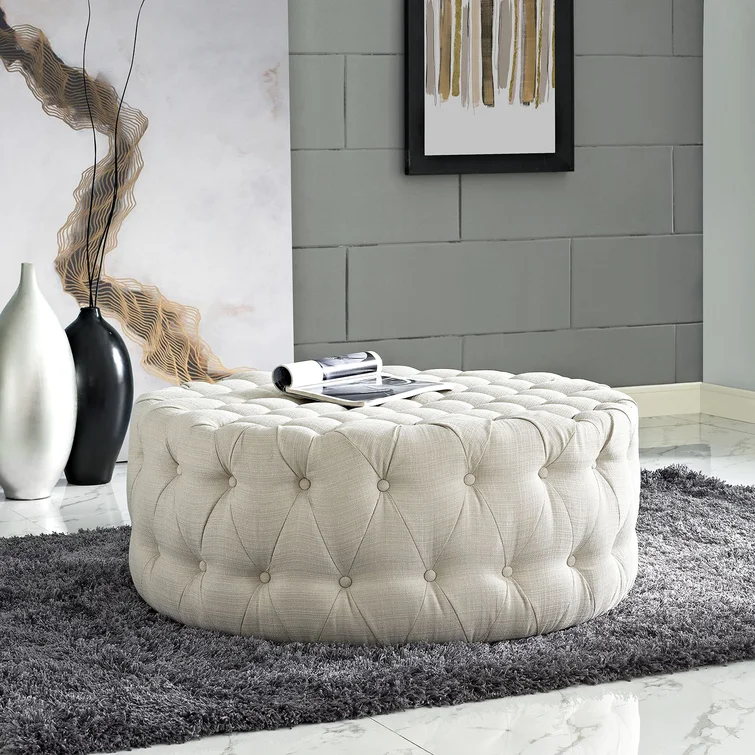 WAYFAIR Modway Copper Grove Harrison Blue Amour Fabric Ottoman