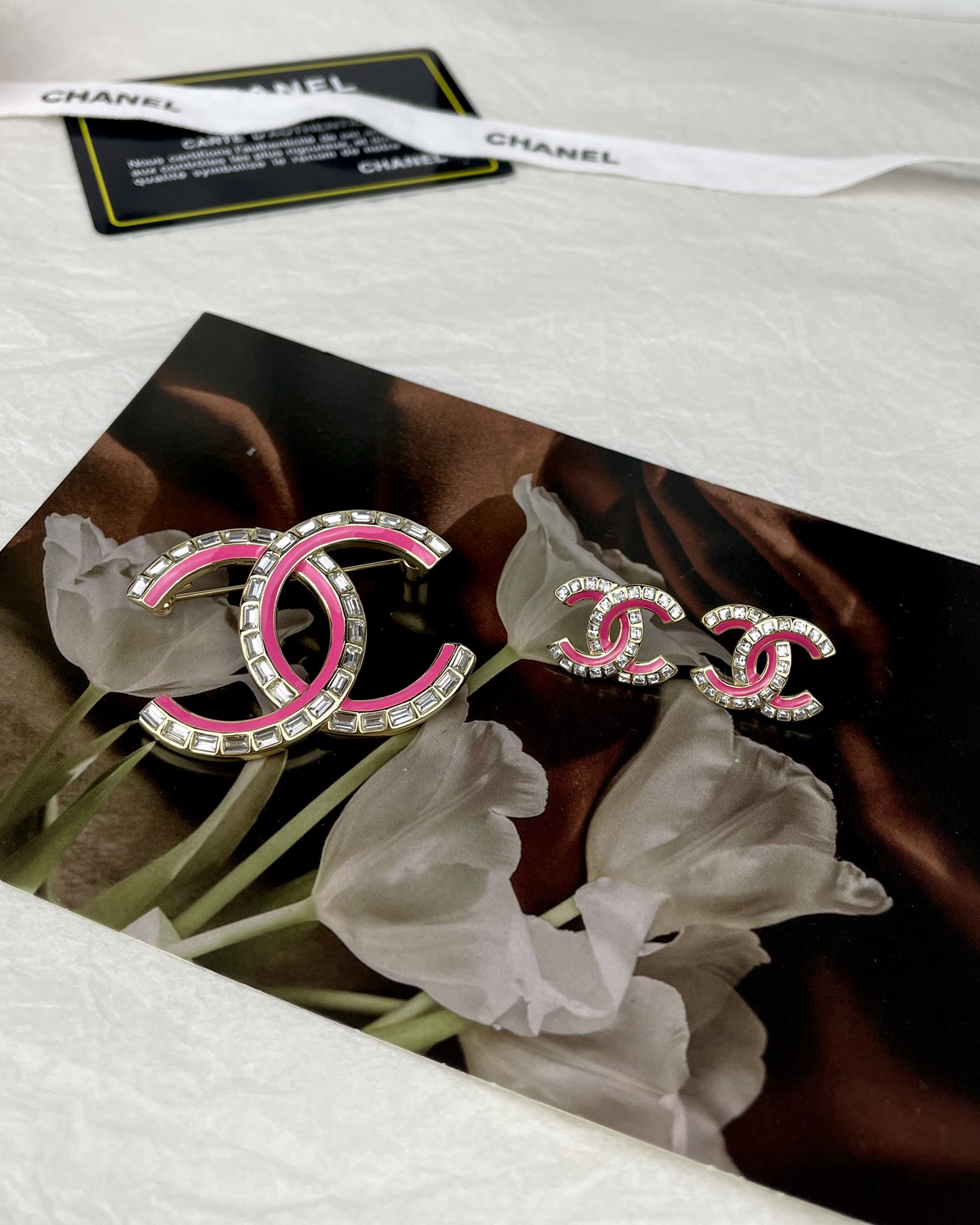 Pink Chanel Brooch Earrings - Original Replica Club
