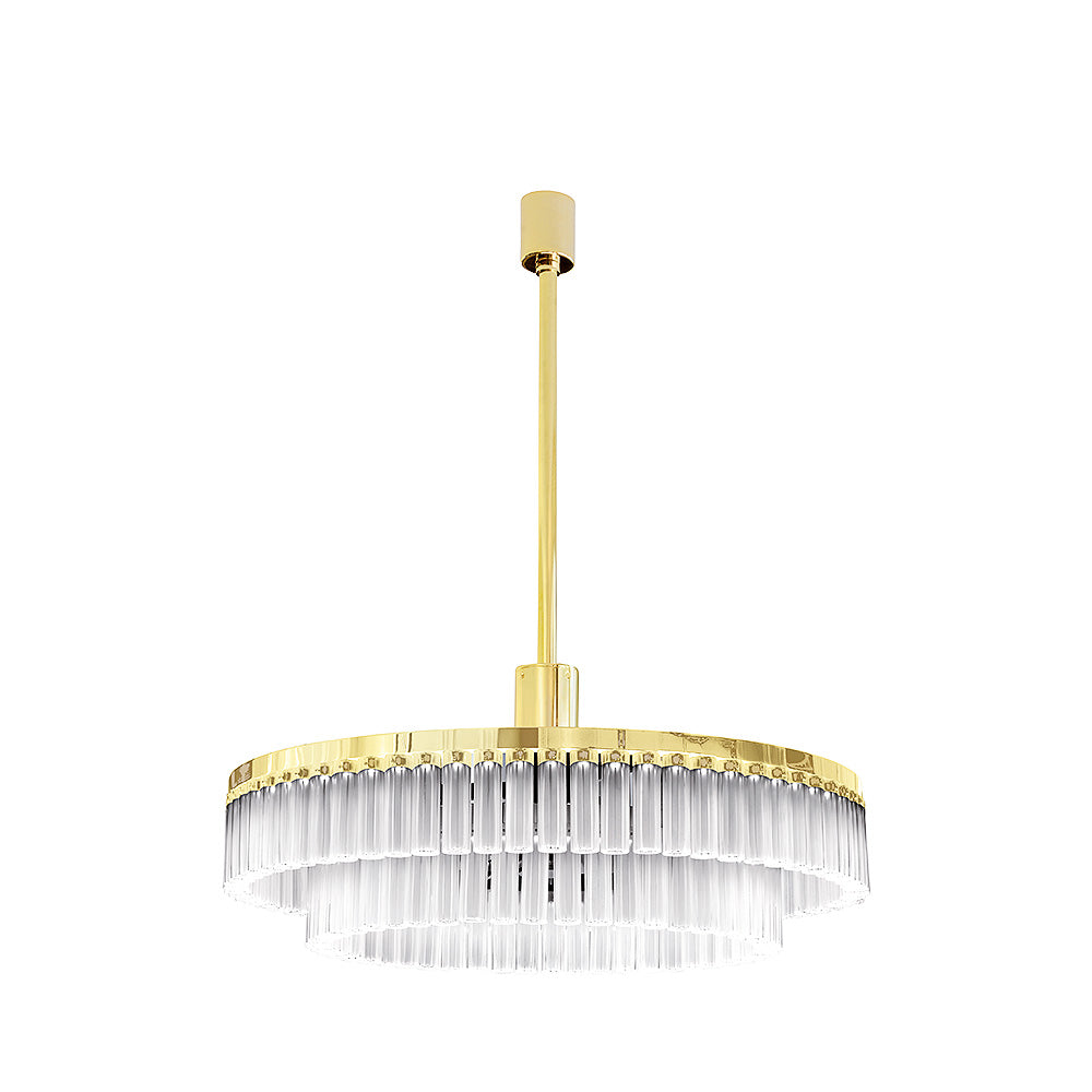 LUSTRE ORGUE - CRISTAL INCOLORE, FINITION DORÉ