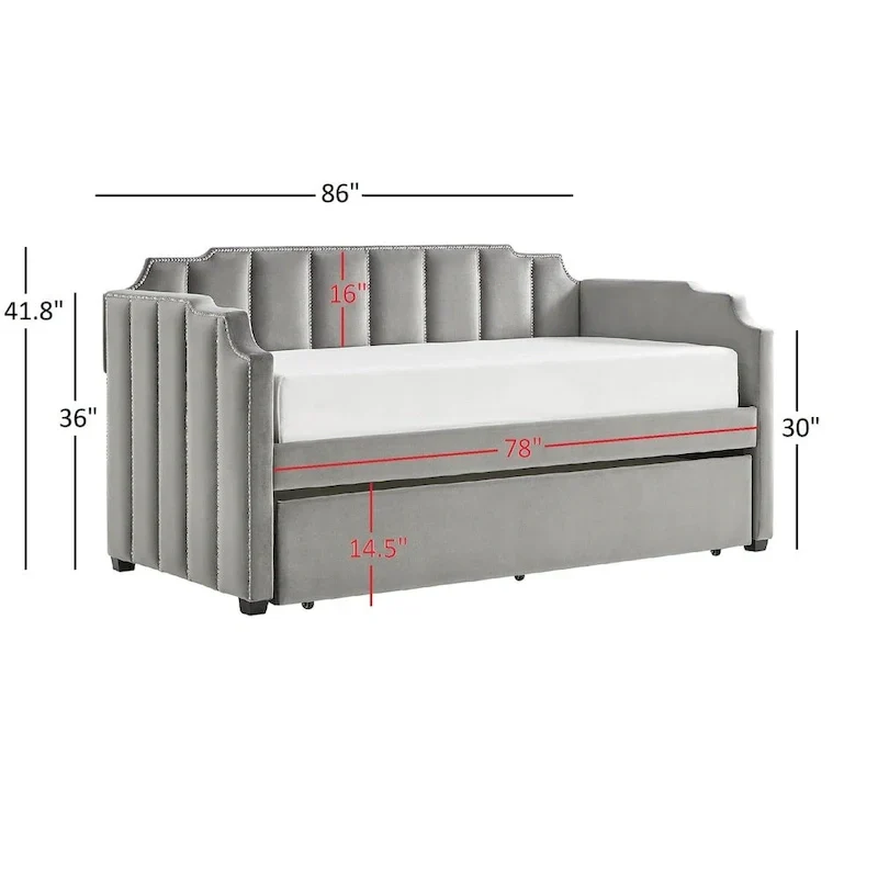 iNSPIRE Q Modern Chareau Glam Grey Velvet Daybed