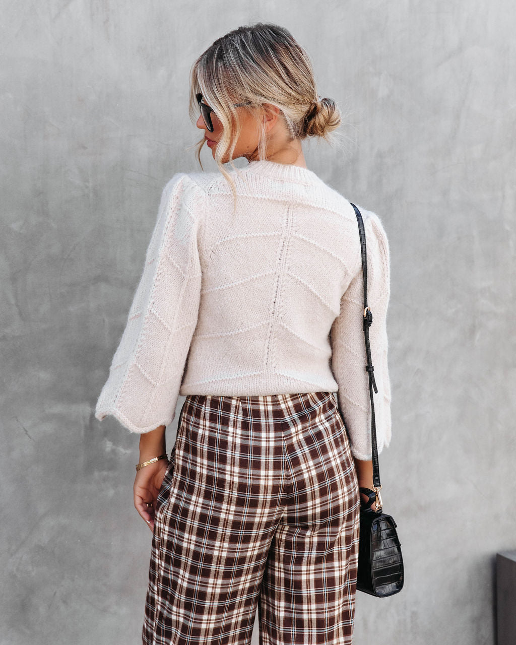 Darlene Knit Bell Sleeve Sweater - Beige - Se7enfashion