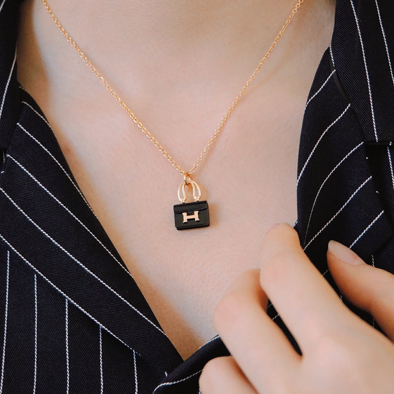 Hermes Black Bag Pendant Necklace - Original Replica Club