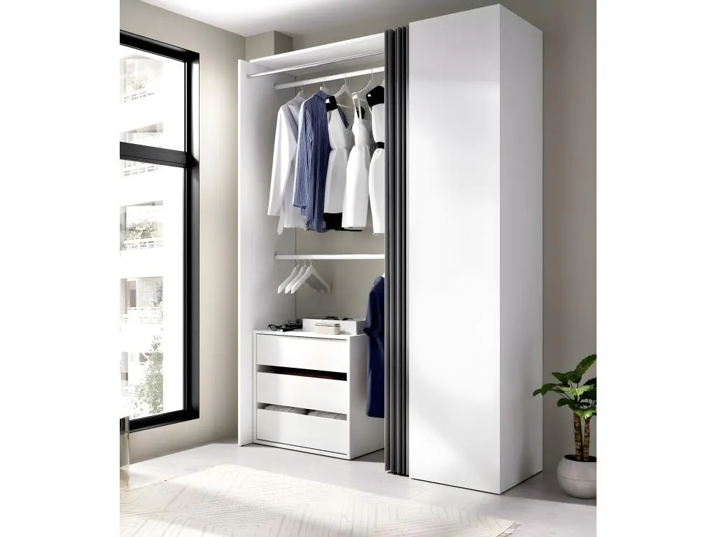 Armario Alkihogares Estructura para vestidor Perchero abierto 141x52h205 cm Blanco y Antracita