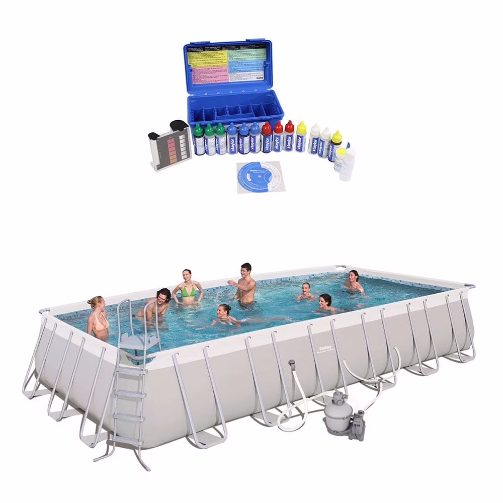 Bestway 24' x 12' x 52" Rectangular Frame Above Ground Swimming Pool Set - Image 3