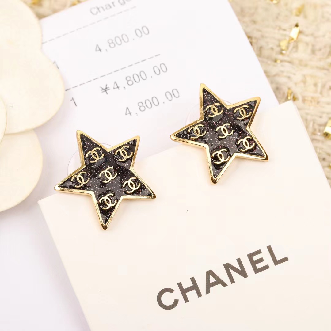 Chanel Black Star Earrings - Original Replica Club