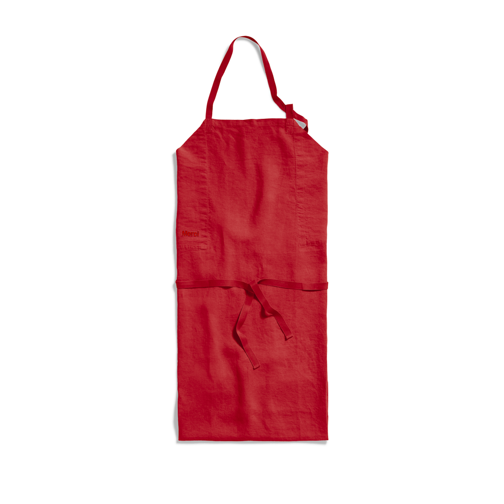 Tablier en lin lavé - Rouge Vermillon