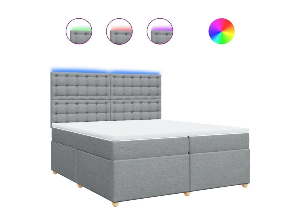 Cama box spring con colchón tela gris claro 200x200 cm big3521671