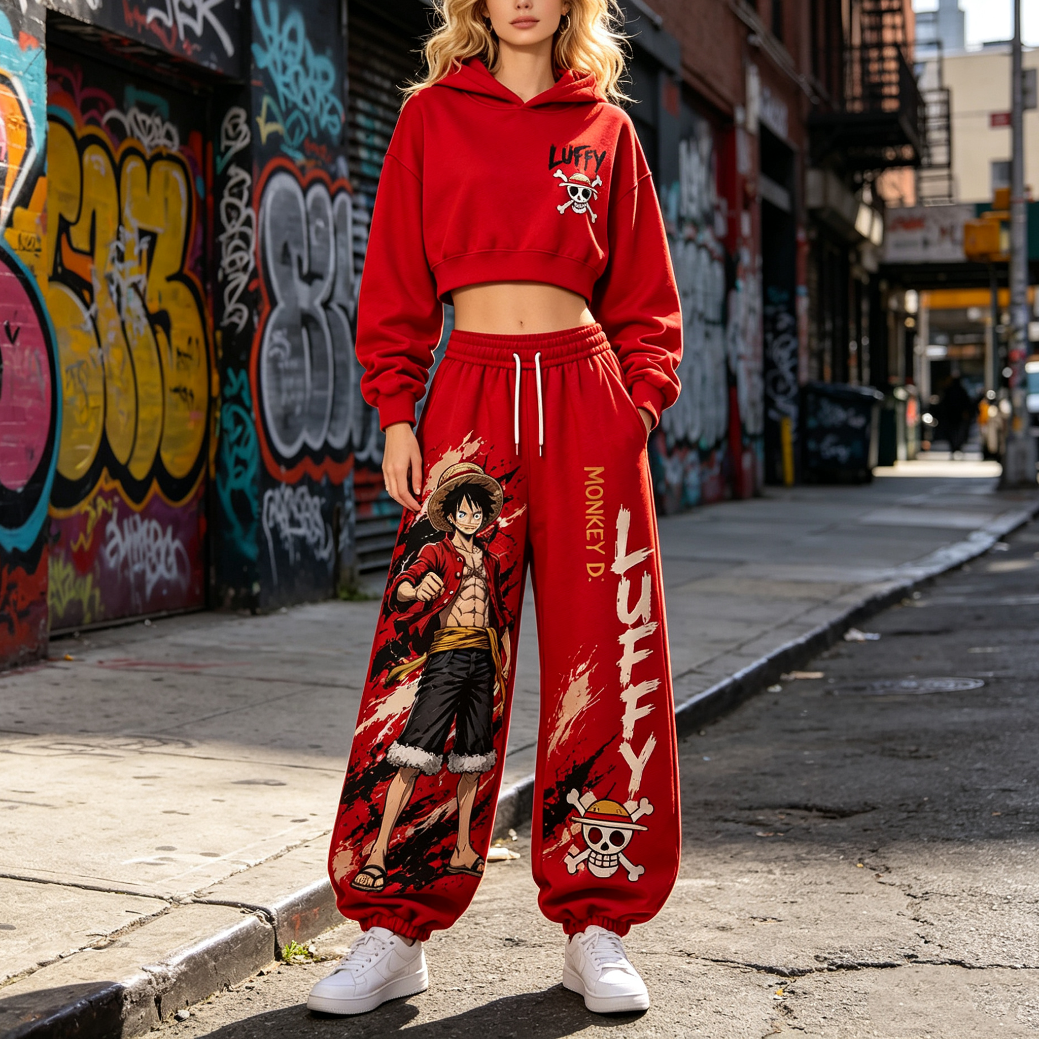 One Piece Cropped Long Sleeve Hoodie & High Waist Jogger Pants Two Piece TeeThreads Sustain the Scene with Custom Apparel