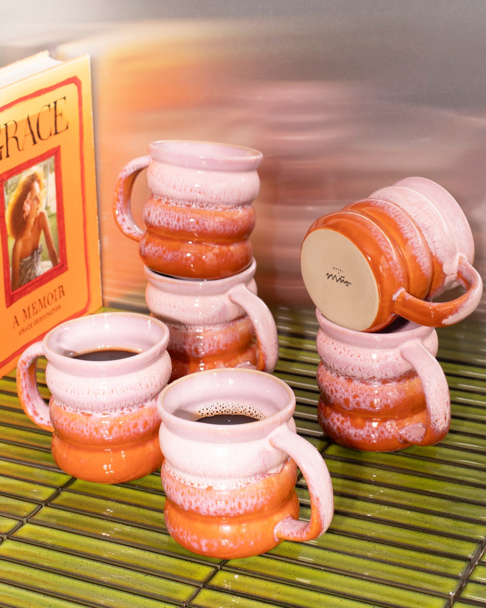 Ombra Tasse groß bubble rosa orange 6er-Set