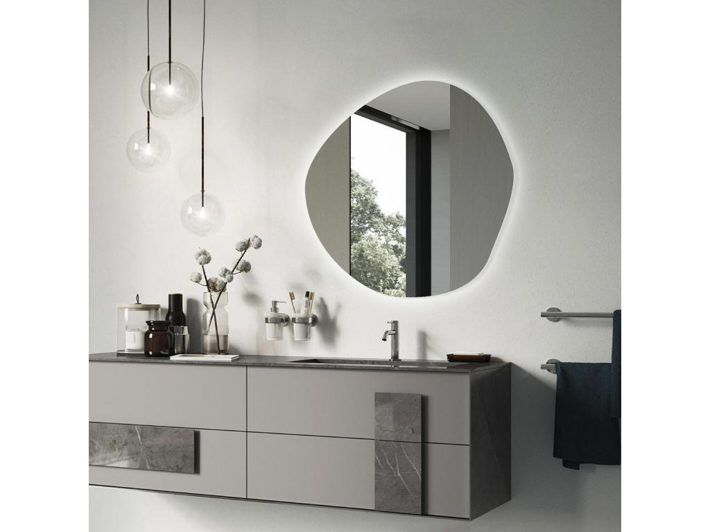 Espejo de pared LED Loft irregular moderno 90 cm - luz fría