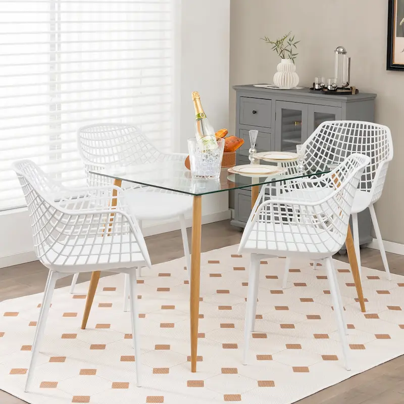 Set of 4 Modern Plastic Shell Dining Chairs with Metal Legs by Costway