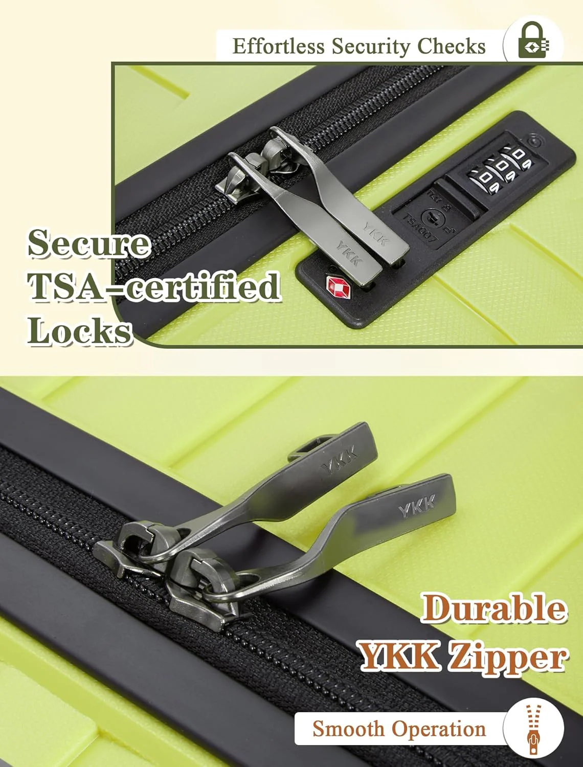 5-piece luggage set with wheels, ABS hardshell suitcase with spinner wheels