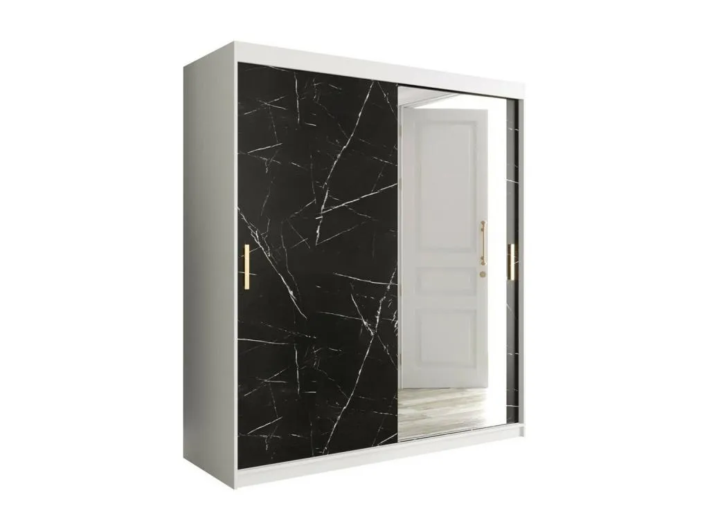 Armario Casahandy 261 mármol negro mate blanco 200x180x62 cm 7 estantes
