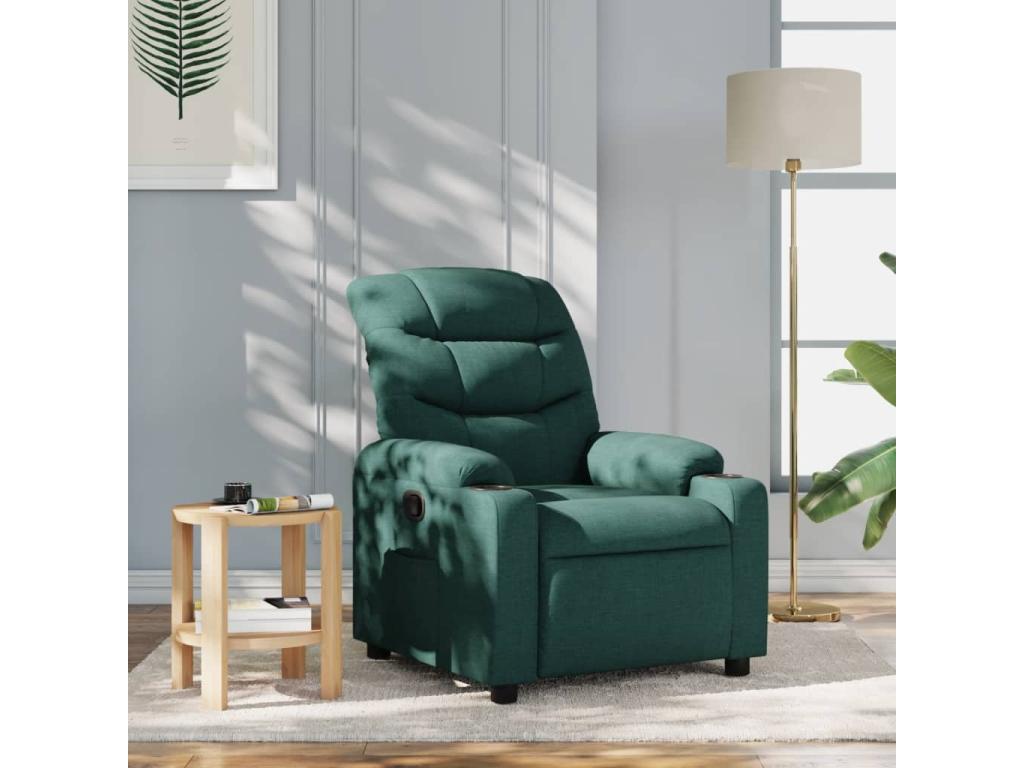 Sillón reclinable de tela verde oscuro