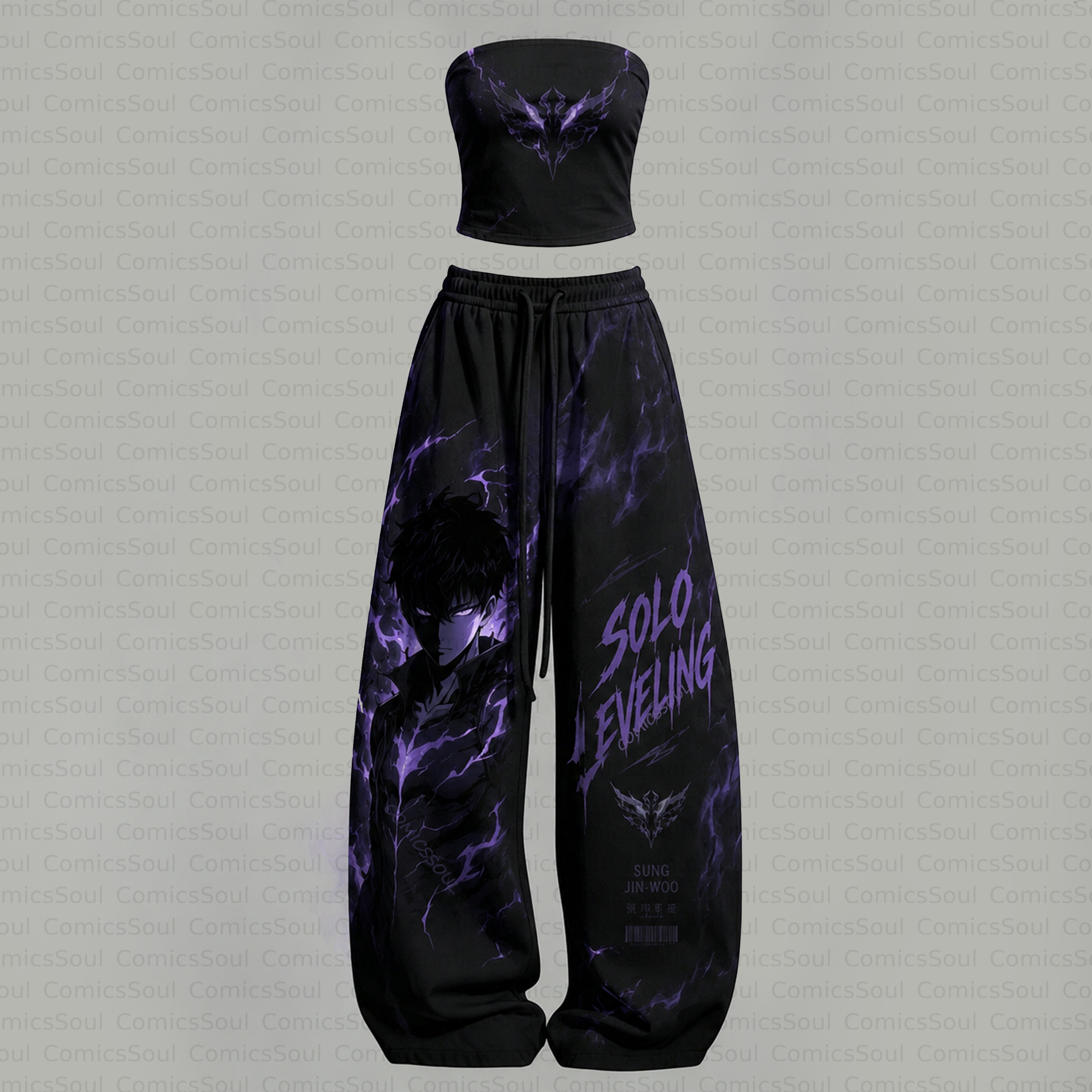 Solo Leveling Strapless Top  & Elasticated Trousers Two-Piece Set