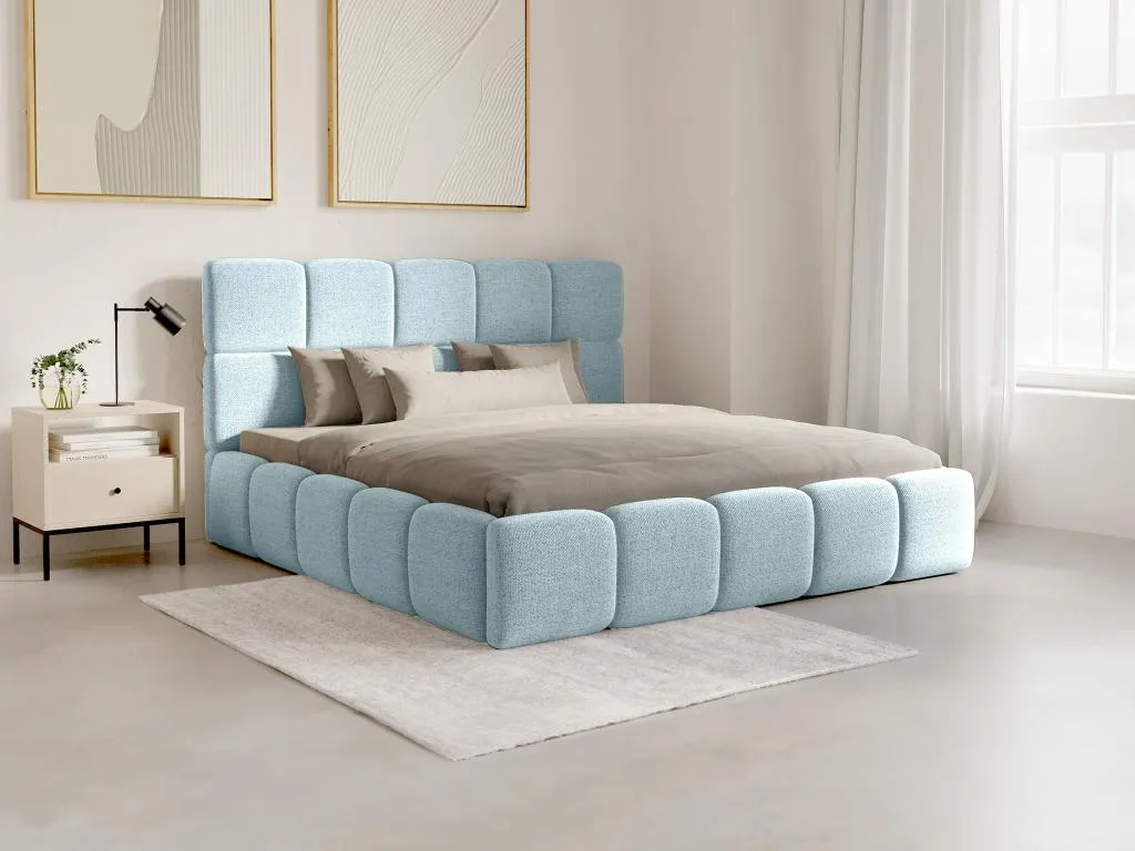 Canapé abatible 200x200 cm - Tela texturizada - Azul cielo Colchón - Decoesp PYKR60904