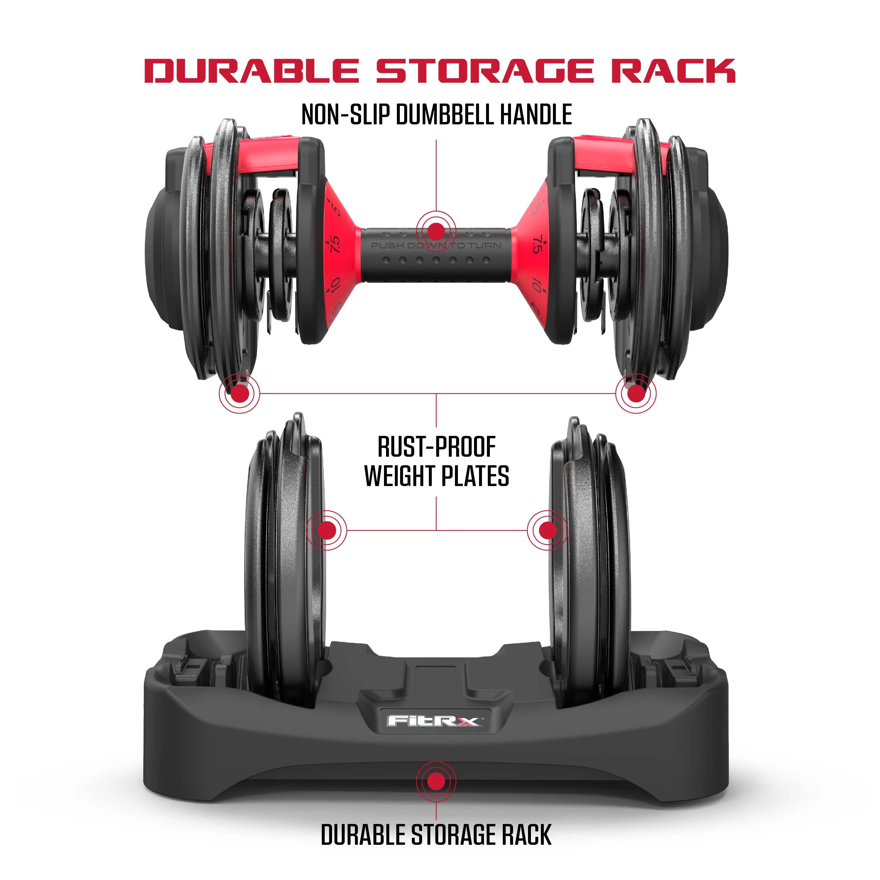 FitRx Adjustable Dumbbells 2-Pack, 25lb SmartBell Dumbbell Set with 9-in-1 Quick-Select Weights, 2.5lb Increments for Home Gym - Image 8