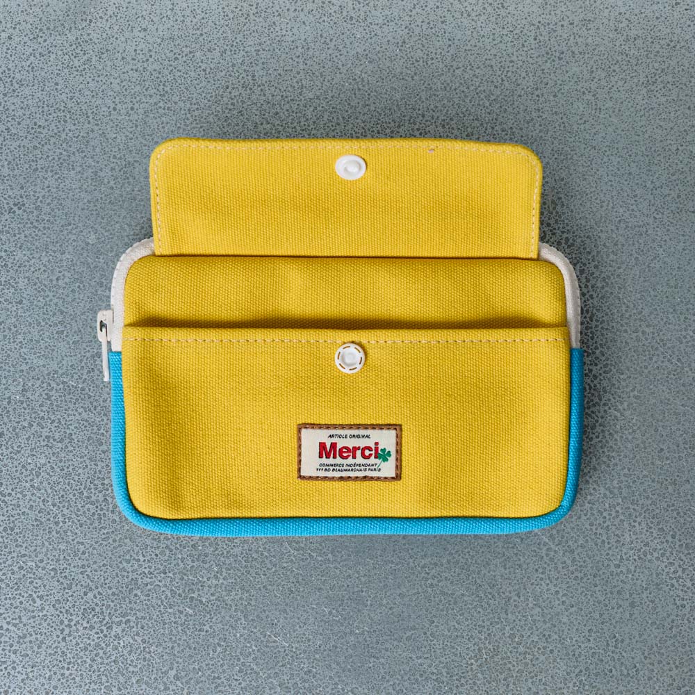 Merci - Porte Monnaie Candide - Jaune & Bleu