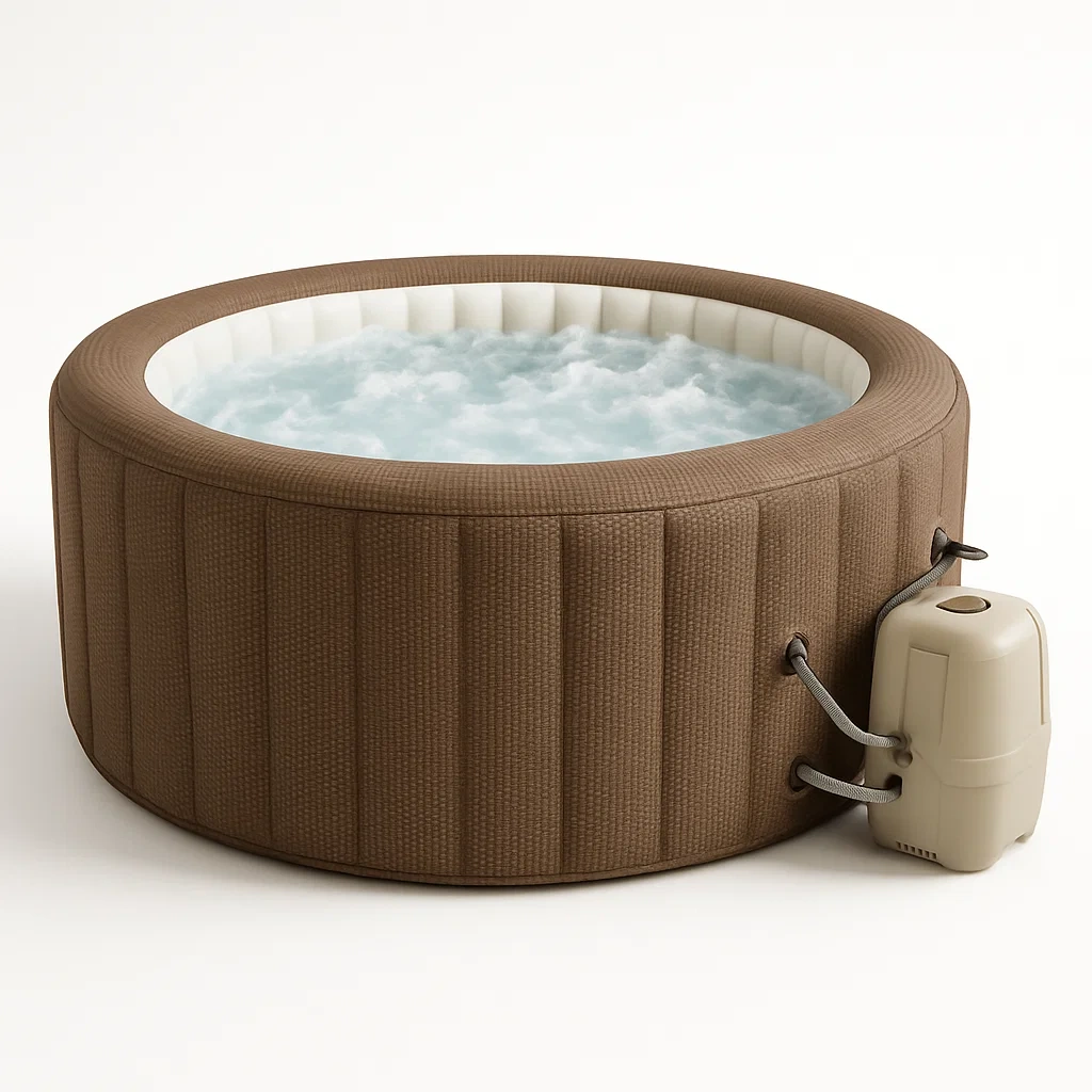 Spas hinchables, 196x196x71 cm, 4 personas, redondo, color marrón/Blanco UcpZKNF336Oy
