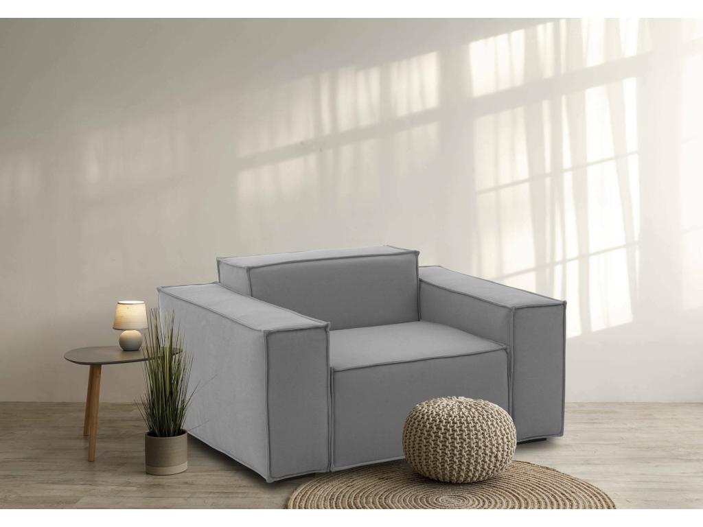 Sillón - Sillón - 100 por ciento Made in Italy - Sillón Homelyvo en tela tapizada - 160x95h70cm - Gris