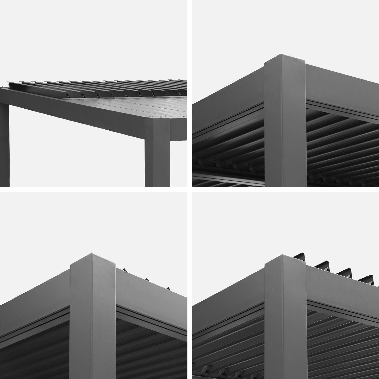 Palace 3x3 + accesorio - Pérgola bioclimática de aluminio y acero 3x3m + barra 3m