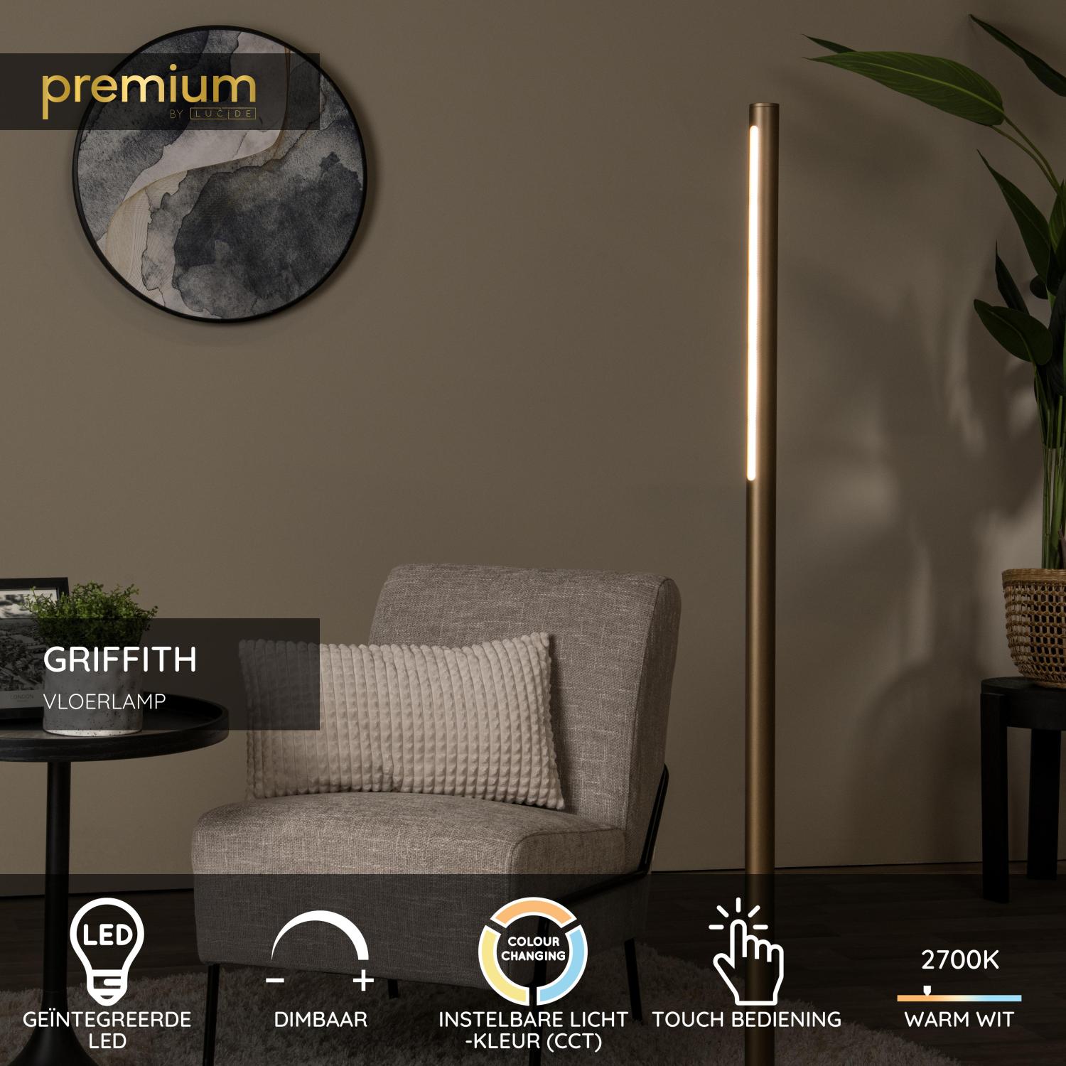 Griffith vloerlamp LED Ø21 brons