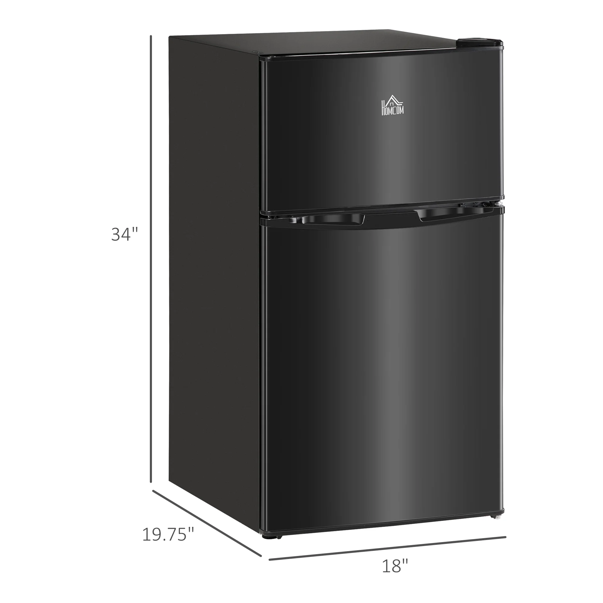 3.2 Cu.Ft Mini Fridge with Freezer, Double Door Compact Refrigerator with Adjustable Thermostat, Shelf and Reversible Door for Bedroom, Dorm, Home Office, Energy Efficient, Black - Image 3