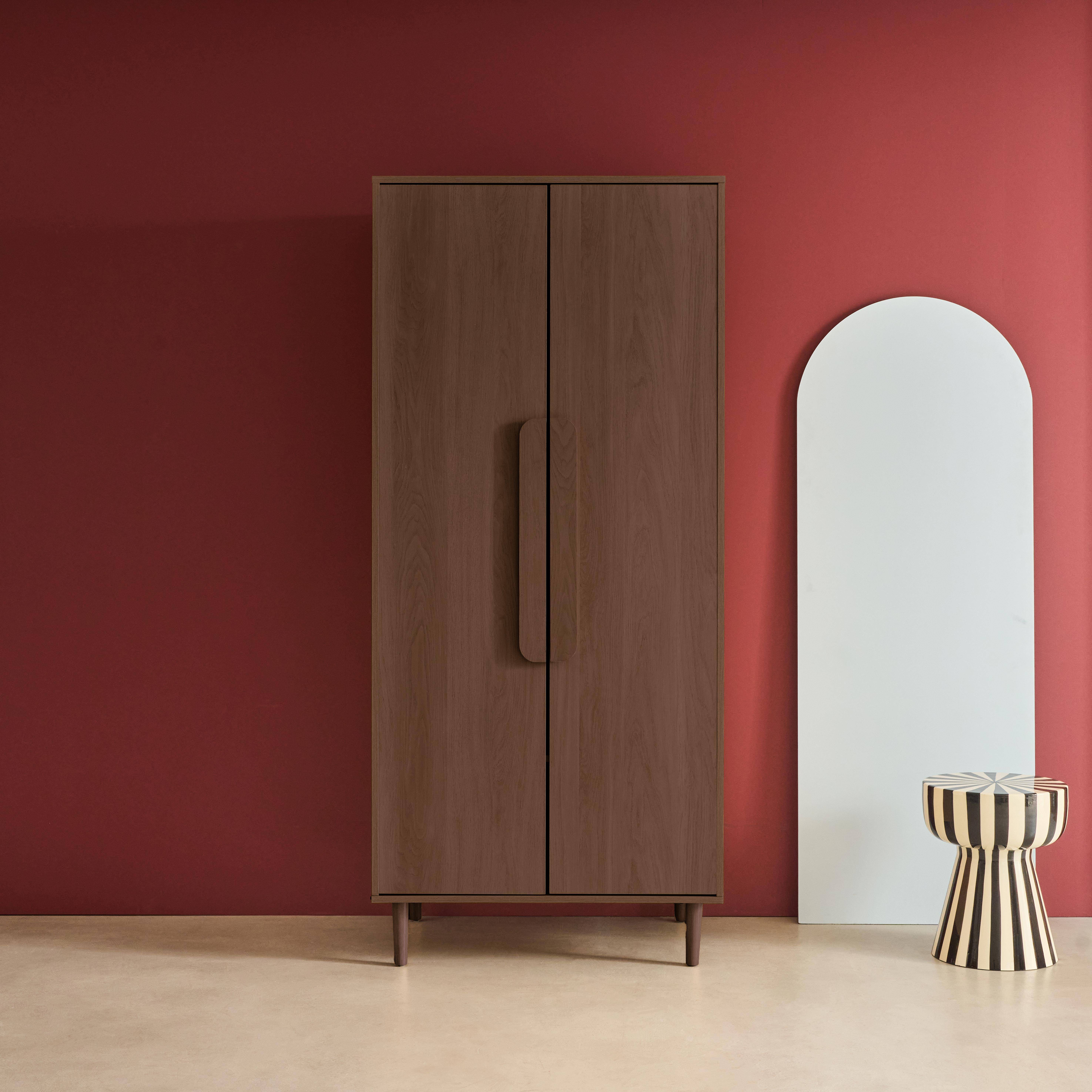 Juliana - Armario vestidor con efecto madera, 2 puertas y barra para colgar