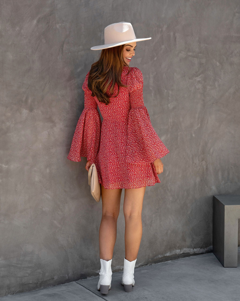 Desiree Floral Bell Sleeve Tie Front Dress - FINAL SALE - Se7enfashion