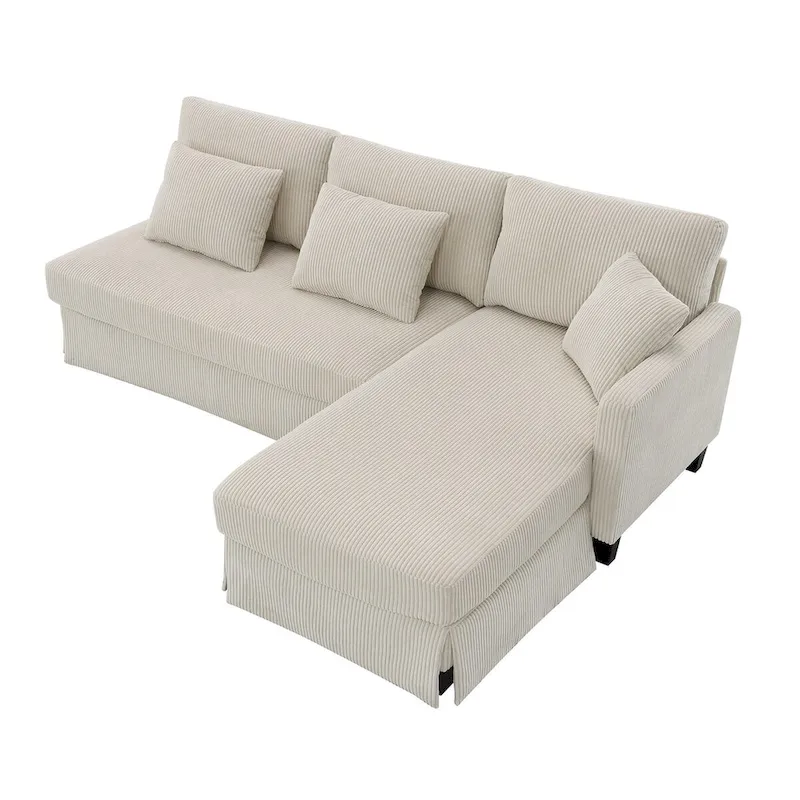 Contemporary L-Shaped Corduroy Sofa with Reversible Chaise from Harper & Bright Designs