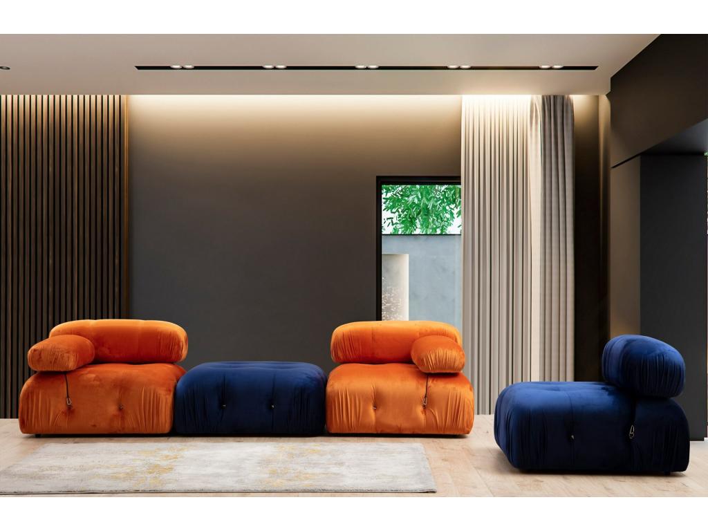 Sillón modular Cozetiq A103 - Azul - 75x95x95cm - Tapiz - Patas Plástico
